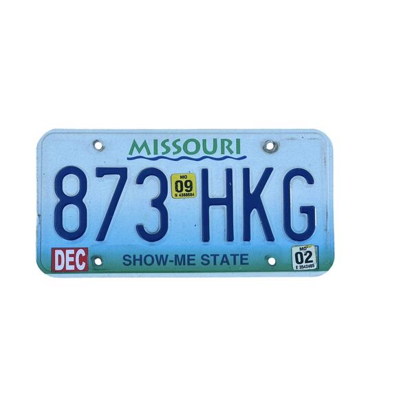 Missouri License Plate Show-Me State Dec 2002 2009 Sticker Blue Automobile Tags - Picture 3 of 4